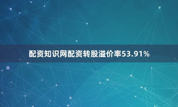 配资知识网配资转股溢价率53.91%